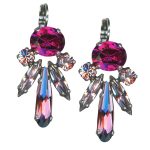 Mariana Earrings Lovely Fuchsia & Light Rose Austrian Crystals Saba Caribbean Life Coll.