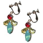 Mariana Earrings Dangling Chrysolite Opal, Jonquil & Light Siam Austrian Crystals Gaea Odyssey Coll.