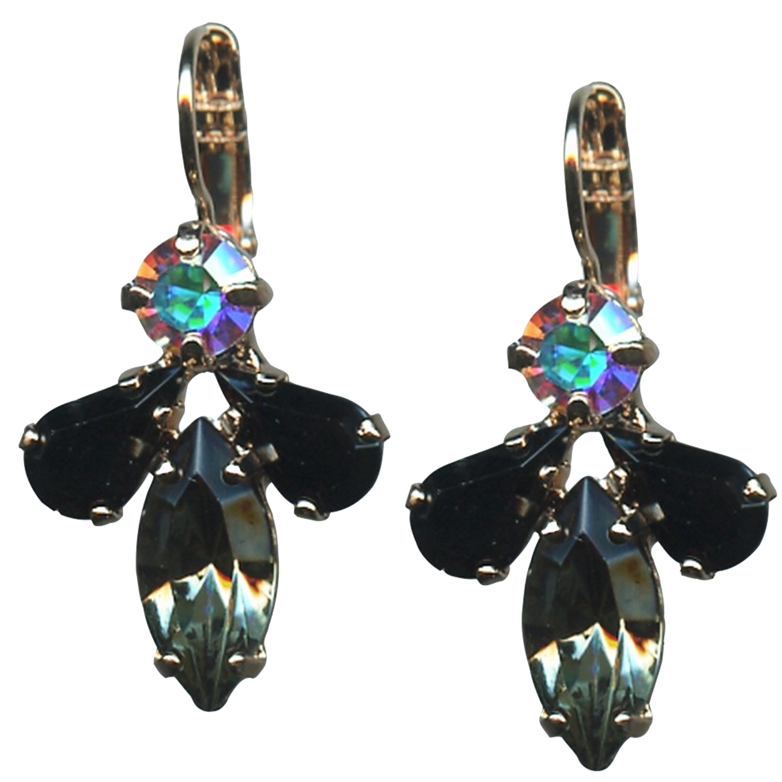 E-1030-4-1094-RG6(1) Mariana Earrings Fab Jet, Black Diamond & AB Austrian Crystals Adeline Odyssey Coll. - Image 1