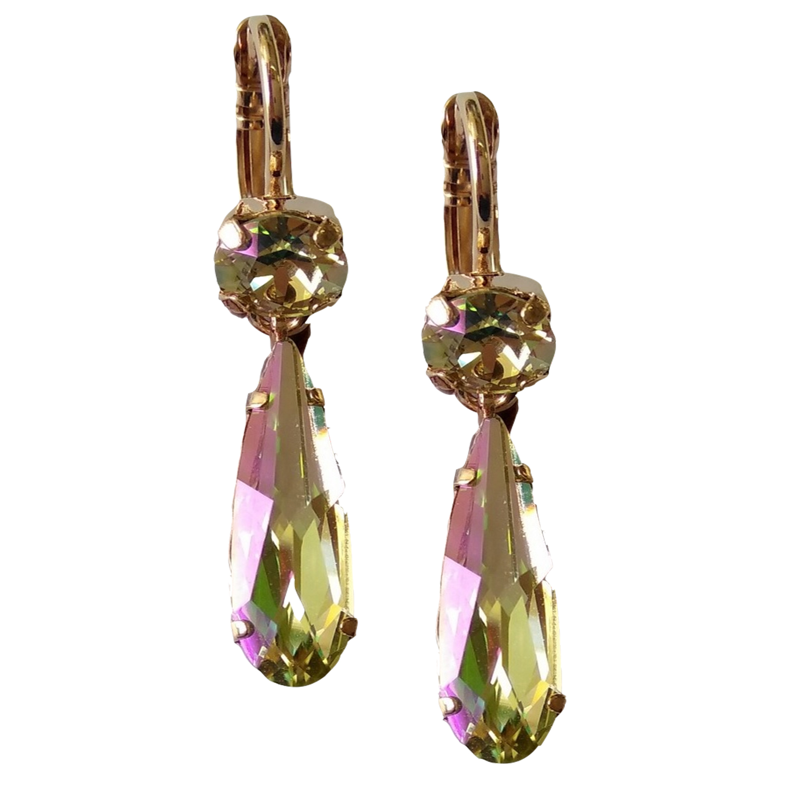 E-1030-5-210210-RG6(1) Mariana Earrings Shimmering Luminous Green Austrian Crystals My Treasures Coll. - Image 1