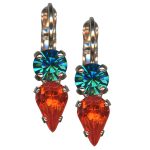 Mariana Earrings Stunning Red & Teal Austrian Crystals Tinsel Winter Wonderland Coll. - Image 2