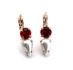 Earrings By Mariana Woman Elegant Ruby and Pear Shape Pearl Swarovski Crystals - Image 4