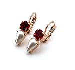 Earrings By Mariana Woman Elegant Ruby and Pear Shape Pearl Swarovski Crystals