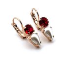 Earrings By Mariana Woman Elegant Ruby and Pear Shape Pearl Swarovski Crystals - Image 2