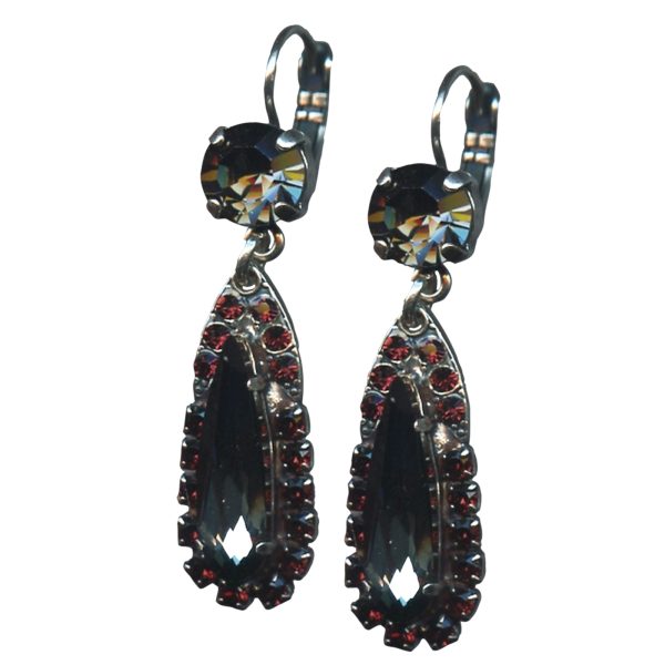 Mariana Earrings Soulful Dangling Silver Night & Burgundy Austrian Crystals My Treasures Coll.