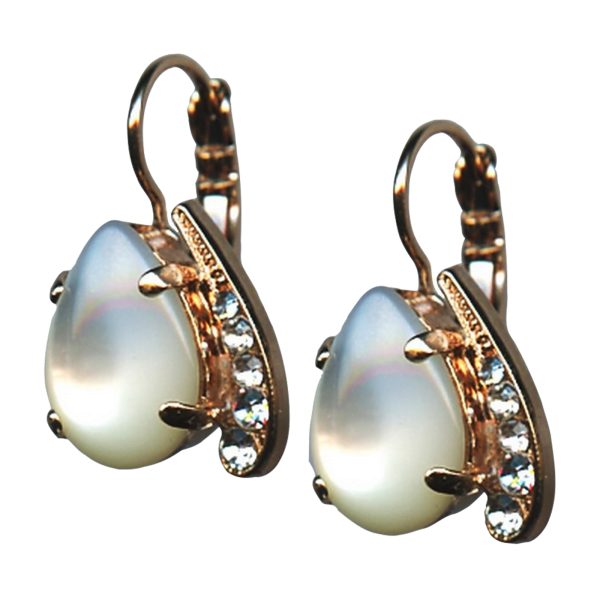 Mariana Earrings Timeless White Shell Mineral & Clear Austrian Crystals My Treasures Coll.