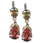 Mariana Earrings Dangling Golden Shadow & Rose Peach Austrian Crystals My Treasures Coll.