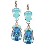 Mariana Earrings Gorgeous Dangling Pacific Opal, Aquamarine & Turq Austrian Crystals Angelina Icons Coll. - Image 2
