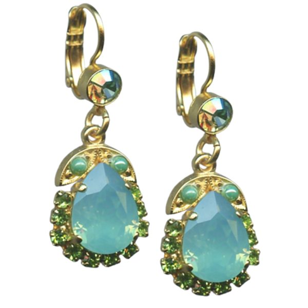 Mariana Earrings Glitzy AB, Chrysolite Opal & Apple Green Austrian Crystals Oasis Silk Road Coll.