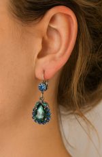 Earrings By Mariana Drop Elegant Blue Zircon and Sapphire Swarovski Crystals - Image 3