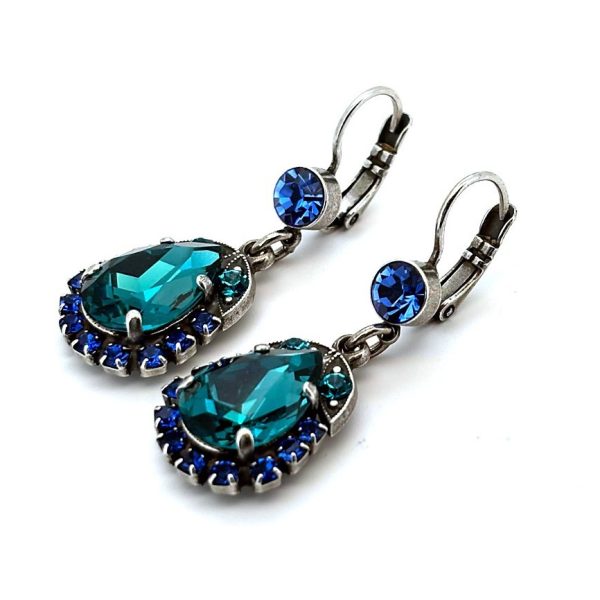 Earrings By Mariana Drop Elegant Blue Zircon and Sapphire Swarovski Crystals