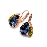 Earrings By Mariana Woman Timeless Tanzanite and Citrine Swarovski Crystals - Image 2