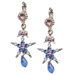 Mariana Earrings Star Dangling Lt Rose, Blues & AB Austrian Crystals Kiss From A Rose Songbook Coll.