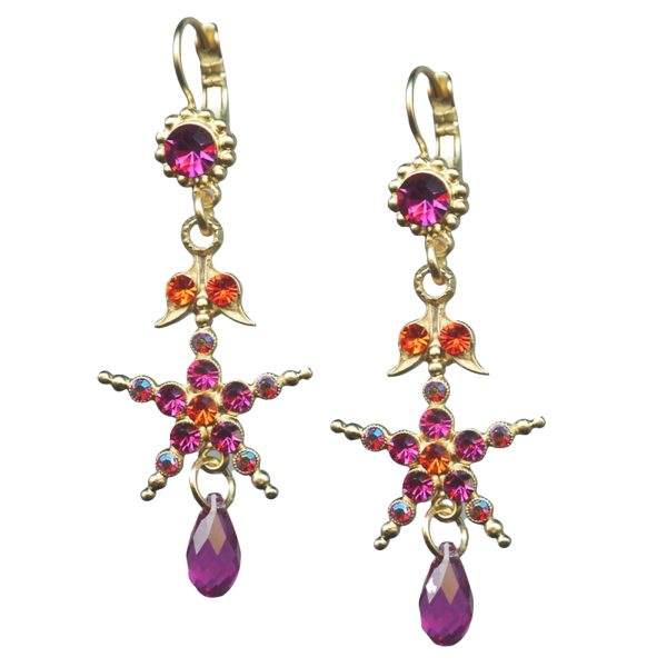Mariana Earrings Sassy Dangling Fuchsia, Purple, Hyacinth & AB Austrian Crystals Lady Marmalade Songbook Coll.