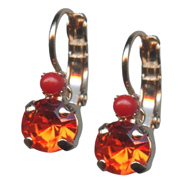 Mariana Earrings Alluring Hyacinth & Red Coral Austrian Crystals Flame Ambrosia Coll.