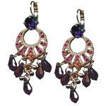 Mariana Earrings Sophisticated Purple Velvet, Burgundy, Fuchsia, Siam & Peach Austrian Crystals Xenia Odyssey Coll. - Image 3