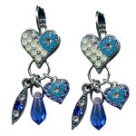 Mariana Earrings Dangling Heart Charms Caribbean Blue Opal, Royal Blue, Clear & Chrysolite Opal Zhang Silk Road Coll. - Image 3