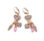Earrings By Mariana Woman Heart Dangling Lt Amethyst and Rose Swarovski Crystals