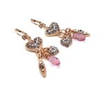 Earrings By Mariana Woman Heart Dangling Lt Amethyst and Rose Swarovski Crystals - Image 3