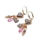 Earrings By Mariana Woman Heart Dangling Lt Amethyst and Rose Swarovski Crystals - Image 2