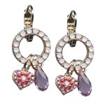 Mariana Earrings Lovely Hole Heart & Charms in Rose Opal & Light Rose Austrian Crystals Antigua Caribbean Life Coll. - Image 2