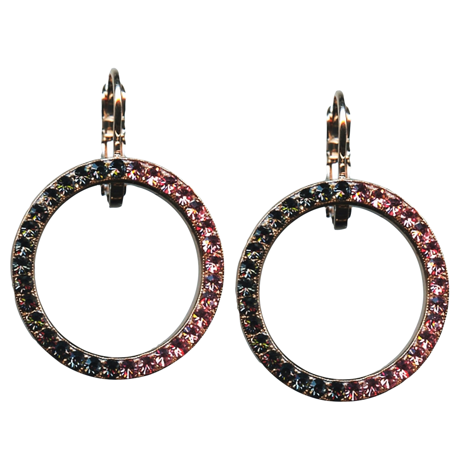 E-1039-6-1083-RG6(1) Mariana Earrings Fashionable Hole Encrusted Lt Rose & Silver Night Austrian Crystals Madagascar Africa Coll. - Image 1