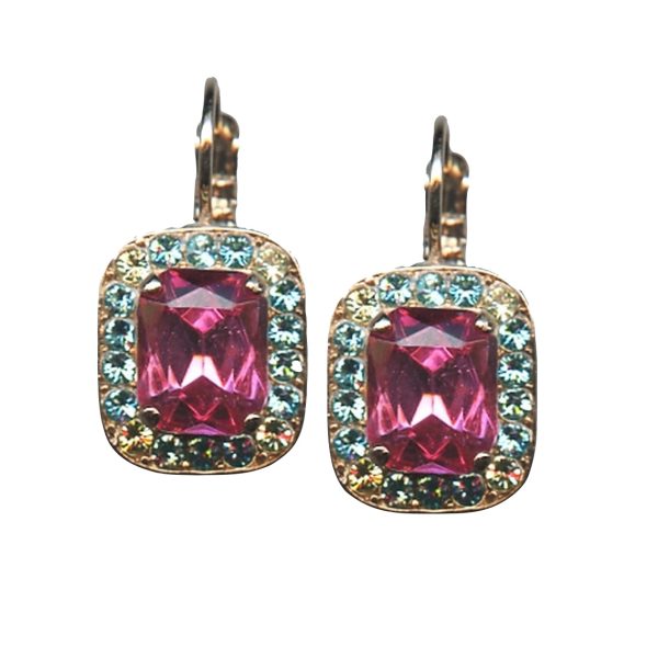 Mariana Earrings Precious Rose, Aquamarine & Jonquil Austrian Crystals Margarita Cocktail Hour Coll.
