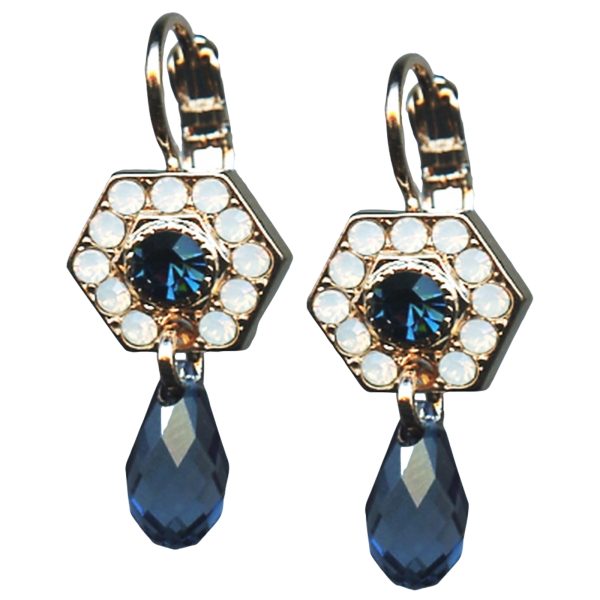 Mariana Earrings Exquisite Montana Blue & White Opal Austrian Crystals Mood Indigo Songbook Coll.