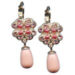 Earrings By Mariana Woman Glamorous Pink Coral and Rose Swarovski Crystals