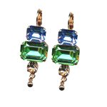 Mariana Earrings Beautiful Lt Sapphire, Chrysolite & Golden Shadow Austrian Crystals California Dreaming Songbook Coll. - Image 2