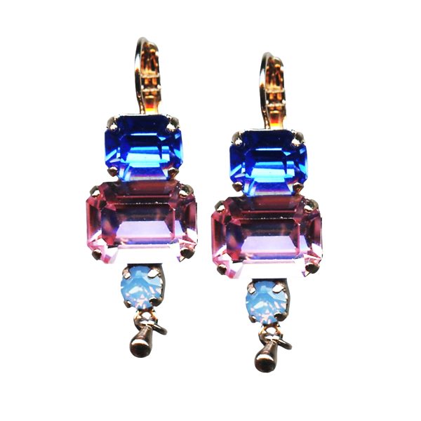 Mariana Earrings Exquisite Capri Blue, Lt Rose & Air Blue Opal Austrian Crystals Kiss From A Rose Songbook Coll.