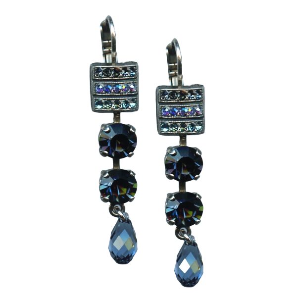 Mariana Earrings Multi Tier Montana Blue & AB Austrian Crystals My Treasures Coll.