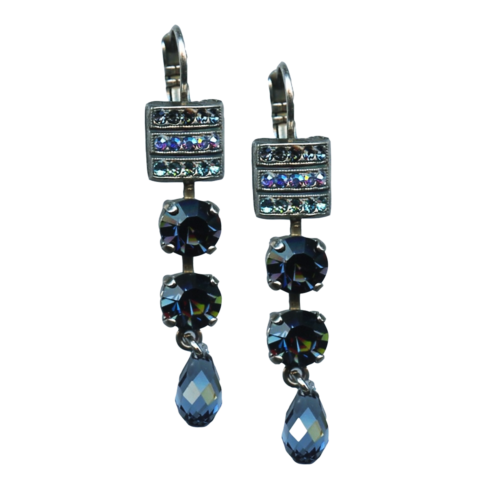 E-1042-1-207-SP6(1) Mariana Earrings Multi Tier Montana Blue & AB Austrian Crystals My Treasures Coll. - Image 1