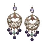Mariana Earrings Boho Chic Amethyst Mineral, Pacific Opal & Rose Opal Austrian Crystals Pina Colada Cocktail Hour Coll. - Image 2