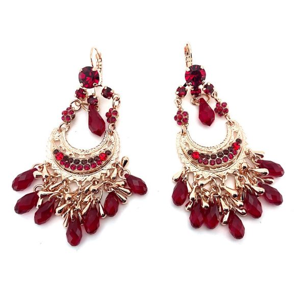 Earrings By Mariana Woman Boho Gypsy Ruby and Siam Swarovski Crystals