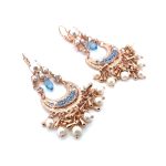 Earrings By Mariana Woman Timeless Pearl Mineral and Sapphire Swarovski Crystals - Image 4