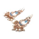 Earrings By Mariana Woman Timeless Pearl Mineral and Sapphire Swarovski Crystals - Image 2