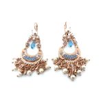 Earrings By Mariana Woman Timeless Pearl Mineral and Sapphire Swarovski Crystals