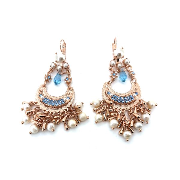 Earrings By Mariana Woman Timeless Pearl Mineral and Sapphire Swarovski Crystals