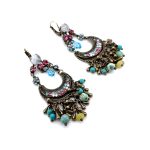 Earrings By Mariana Woman Timeless Turquoise Mineral and Opal Swarovski Crystals - Image 2