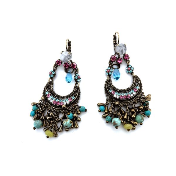 Earrings By Mariana Woman Timeless Turquoise Mineral and Opal Swarovski Crystals
