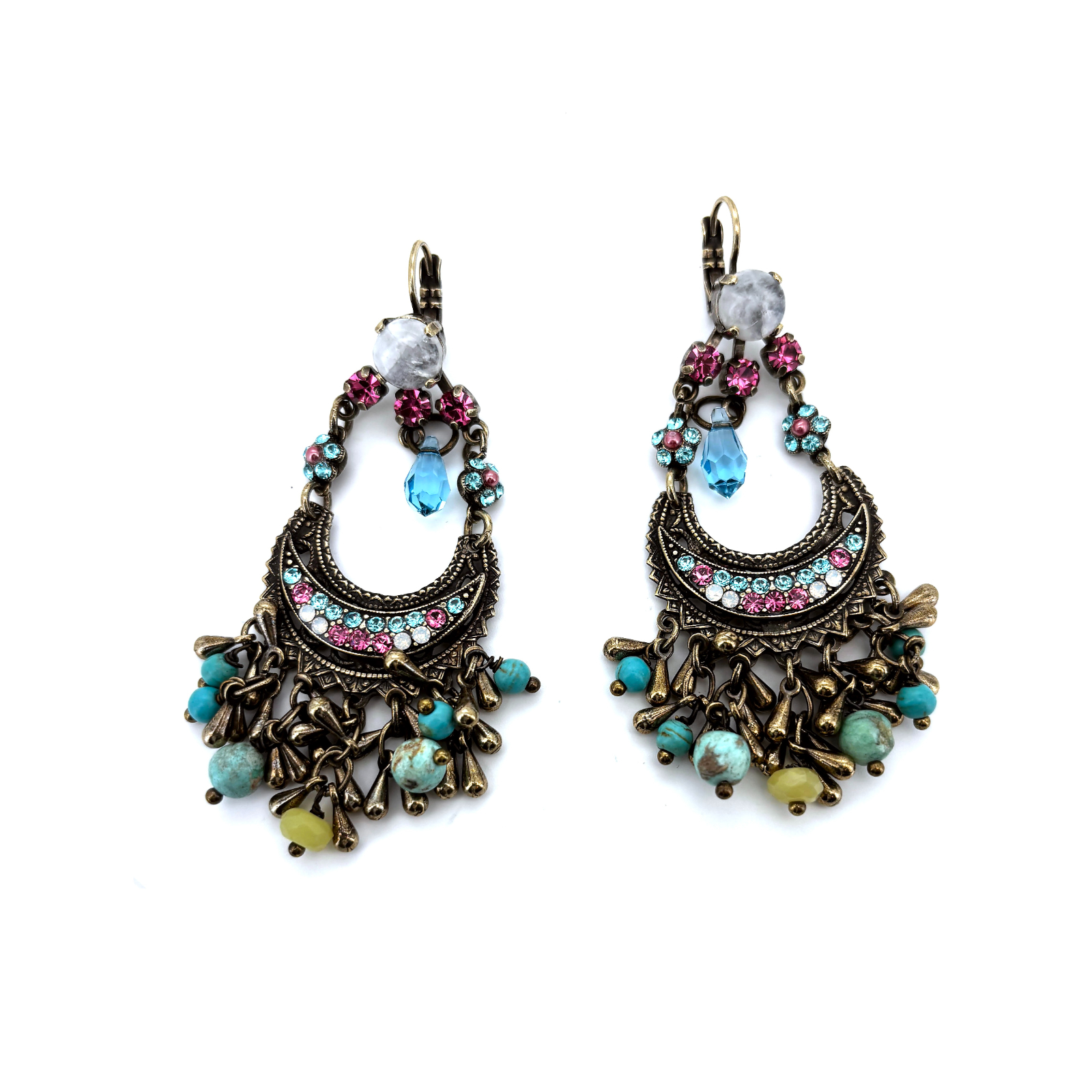 E-1043-M1064-EG6 (3) Earrings By Mariana Woman Timeless Turquoise Mineral and Opal Swarovski Crystals - Image 1