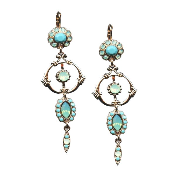 Mariana Earrings Simply Elegant Turquoise & Pacific Opal Austrian Crystals Angelina Icons Coll.