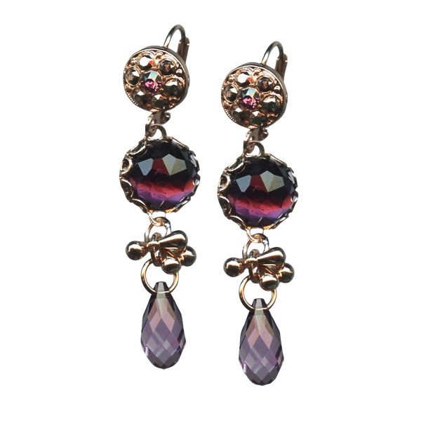 Mariana Earrings Gorgeous Amethyst & Chocolate Brown Austrian Crystals Bohemian Rhapsody Songbook Coll.