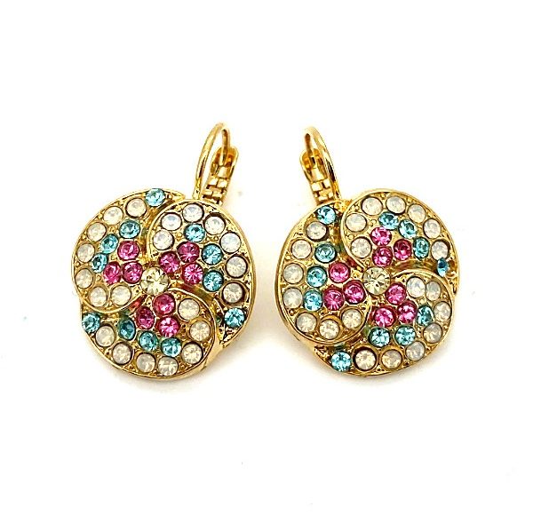 Mariana Earrings Margarita Cocktail Hour Coll. Luxurious White Opal, Rose, Aquamarine & Topaz Austrian Crystals