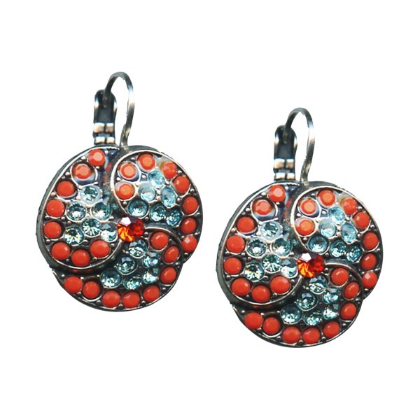 Mariana Earrings Glamorous Orange Opal, Lt Turquoise & Sun Austrian Crystals Serengeti Africa Coll.