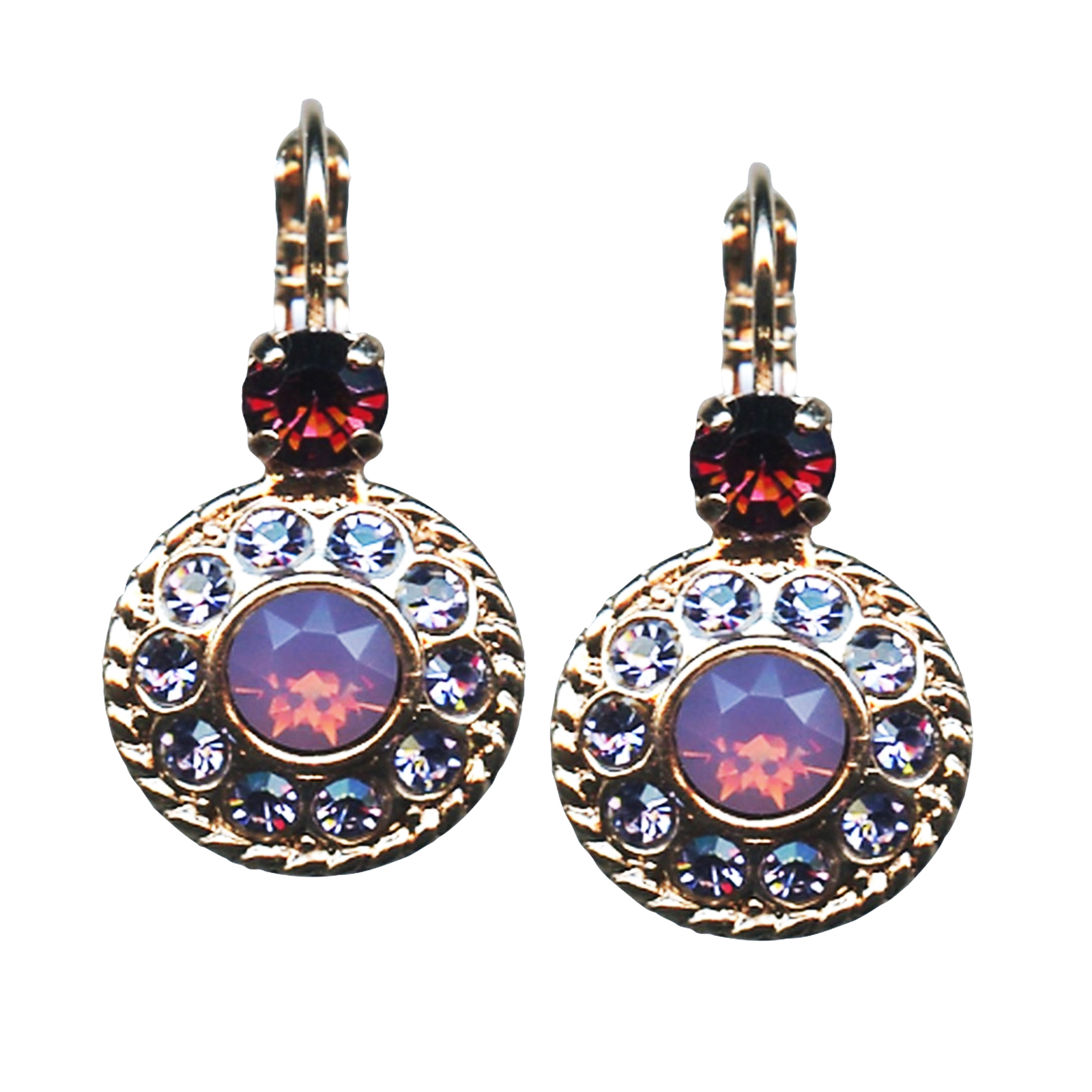 E-1048-2-20453-RG6(1) Mariana Earrings Alluring Amethyst, Cyclamen Opal & Burgundy Austrian Crystals My Treasures Coll. - Image 1