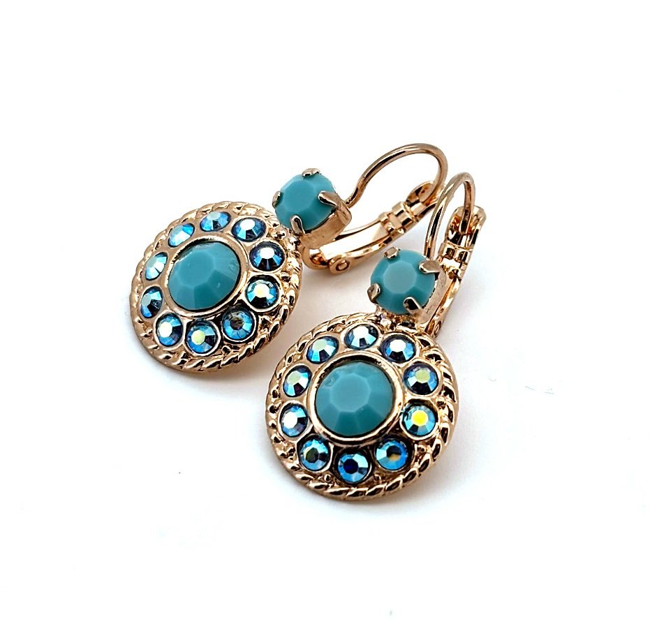 E-1048-2-267-RG6 (2) Earrings By Mariana Woman Glitzy AB and Turquoise Swarovski Crystals - Image 1