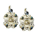Mariana Earrings Finely Detailed Navy Blue, Honey Amber & Blue AB Austrian Crystals Crown Jewels Dancing the Night Away Coll. - Image 3