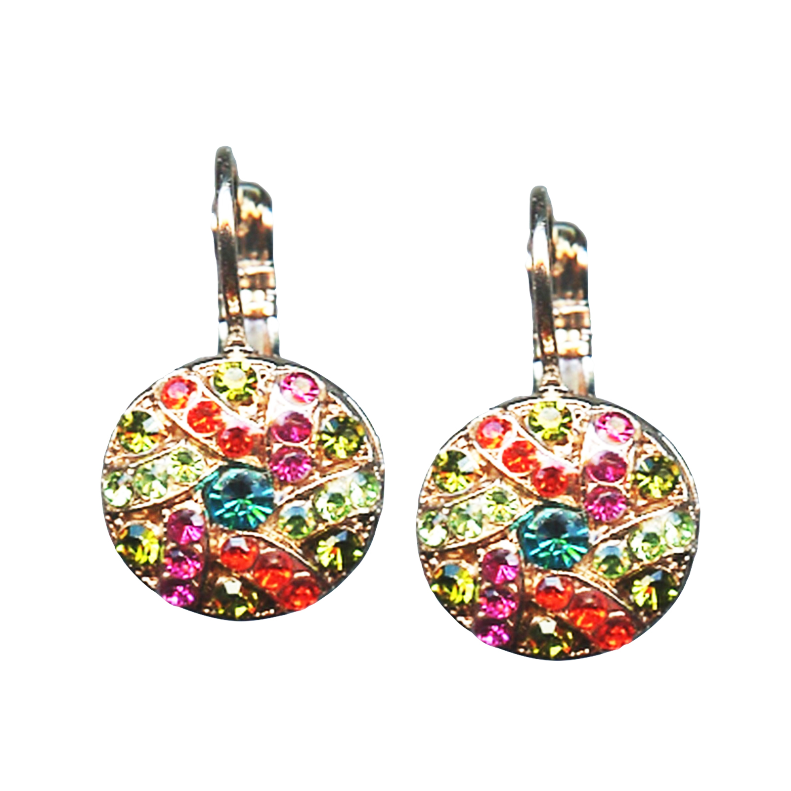 E-1059-1-292-RG6(1) Mariana Earrings Sassy Indian Pink, Blue Zircon, Chrysolite, Jonquil & Hyacinth Austrian Crystals Sorbet Sweet Summer Coll. - Image 1
